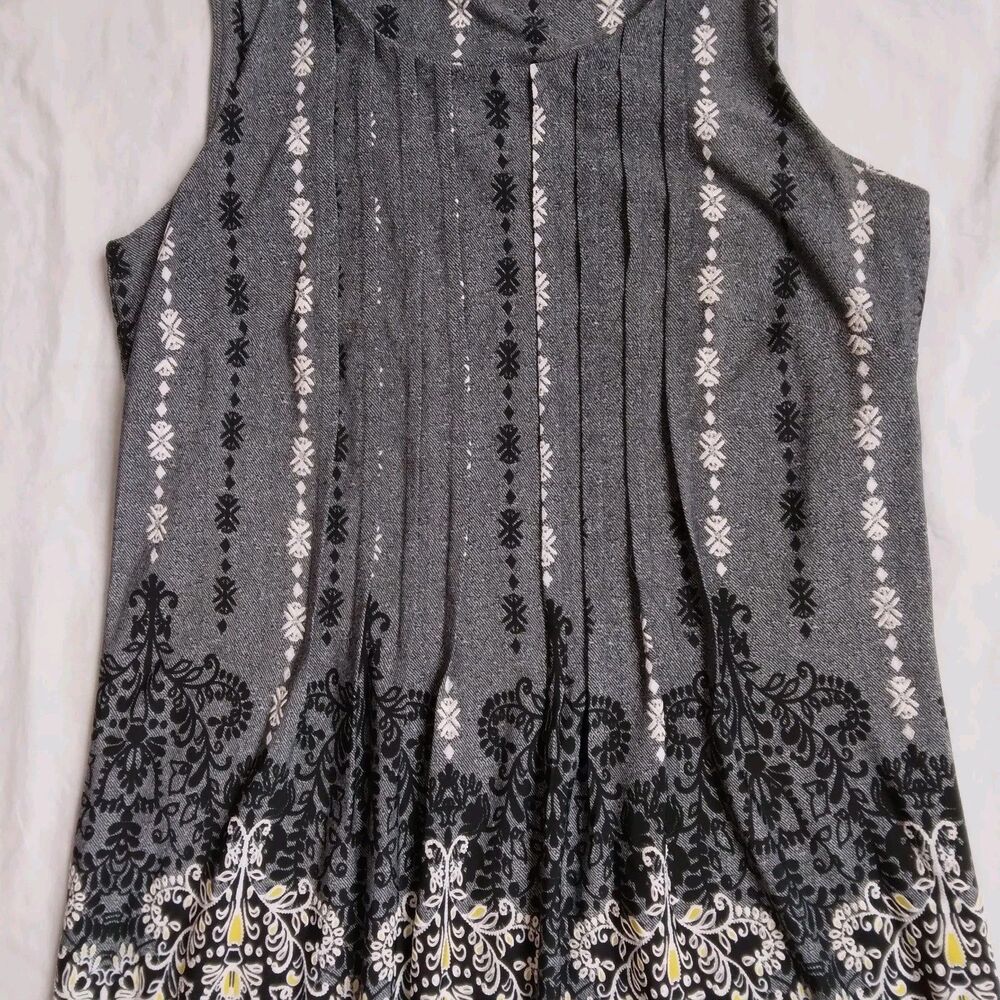 Perceptions New York Black White Yellow Dress Pleated Sleeveless Career Size 8 - Picture 4 of 10